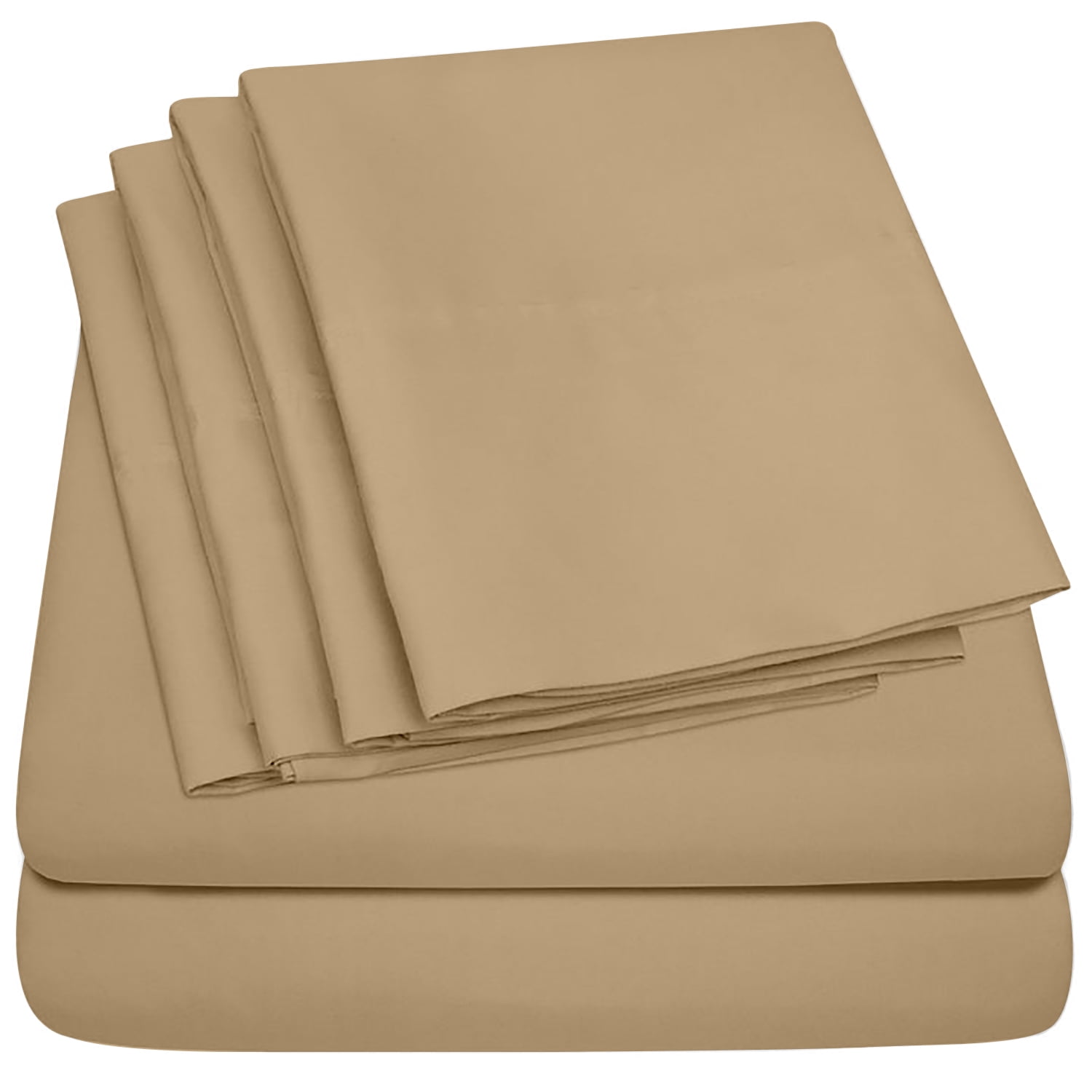 Premium Home Collection Microfiber Soft Cooling Bed Sheet Set - 6 Piece, King, Khaki