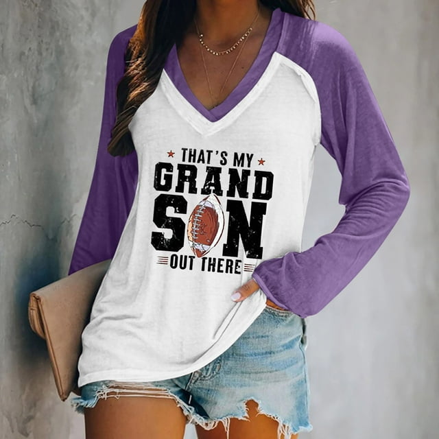 MKLEKYY Hauts de Concert pour Femmes Chandails en Molleton Légers Décontractés à Col Rond Manches Longues Imprimé Graphique de Football T-Shirt
