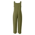thumbnail image 6 of Women's Sleeveless Jumpsuit, Loose Fit Cotton Linen Overalls with Pockets, Casual Summer Streetwear Jumpsuit, One Piece Romper for Everyday Outfits​-Blackish Green, 6 of 6