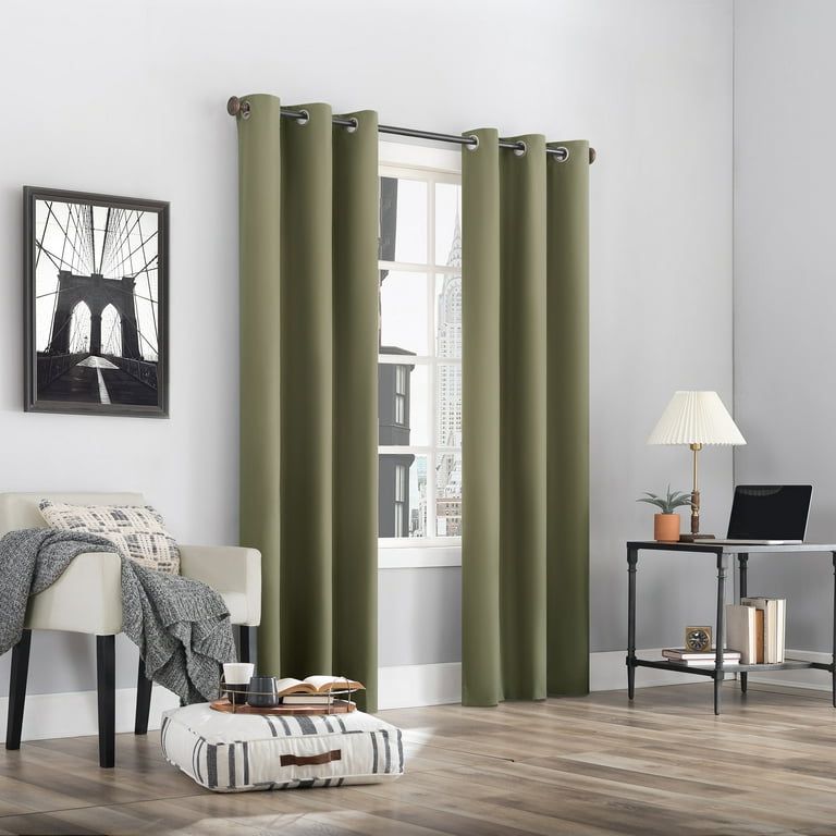Sun Zero Cyrus Thermal 100% Blackout Grommet Curtain, 40" x 84", Olive photo 7