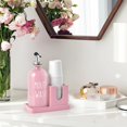 thumbnail image 2 of Dispensador de enjuague bucal Bivclaz de vidrio de 500 ml con portavasos, color rosa, 2 of 7