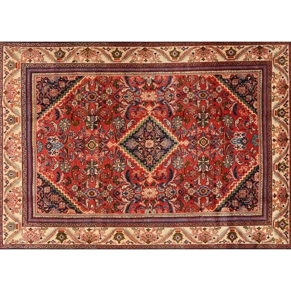 Ahgly Company Machine Washable Indoor Rectangle Traditional Tomato Red Area Rugs, 7' x 10'