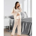 thumbnail image 6 of Luxurious Satin Pajama Set for Women - Long Sleeve Button Down Sleepwear with Pants,Valentine's Nightwear Gift Set,2 Piece Classic Loungewear,S-XL(Champagne), 6 of 13