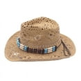 thumbnail image 4 of Men & Women's Cowboy Cowgirl Hat - Western Hollow Hats for Women, Adjustable Cowboy Hat Men with Wide Brim, 4 of 8