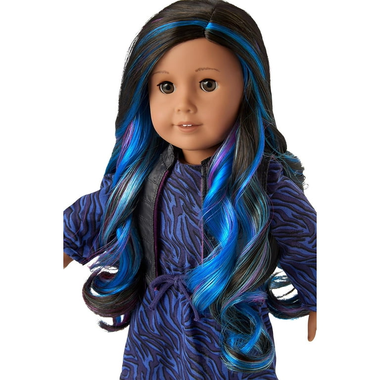 American Girl Truly Me 18 inch Doll 92 with Brown Eyes Black Brown Curly Hair and Blue Purple Highlights Walmart