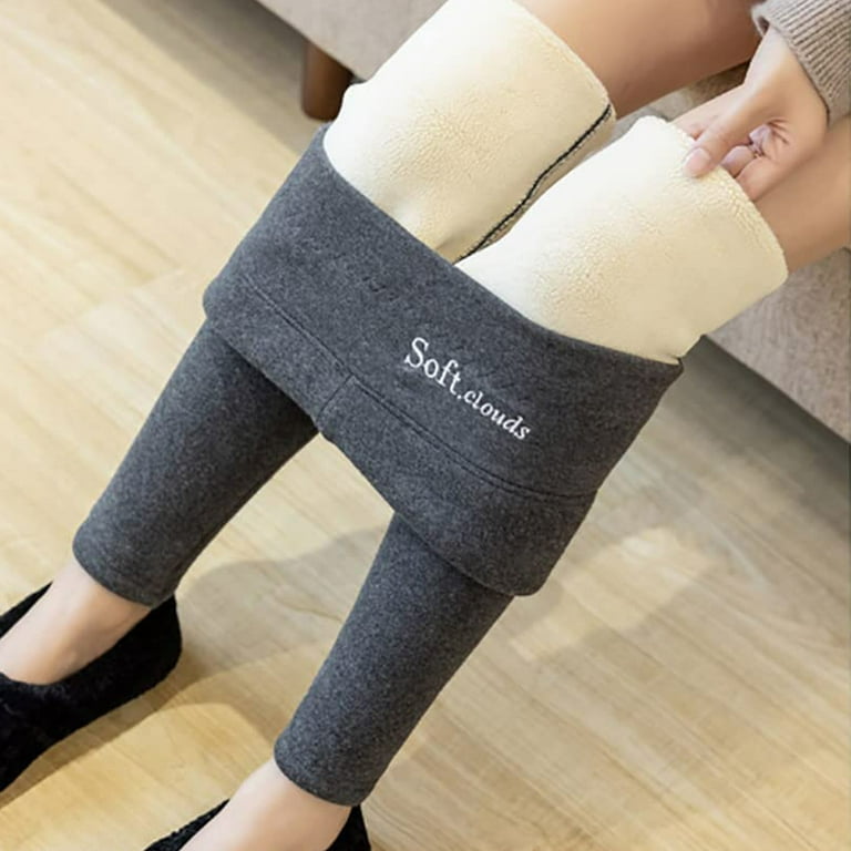 Casual Warm Winter Solid Pants, Soft Clouds Fleece Leggings, Winter  Leggings for Women 