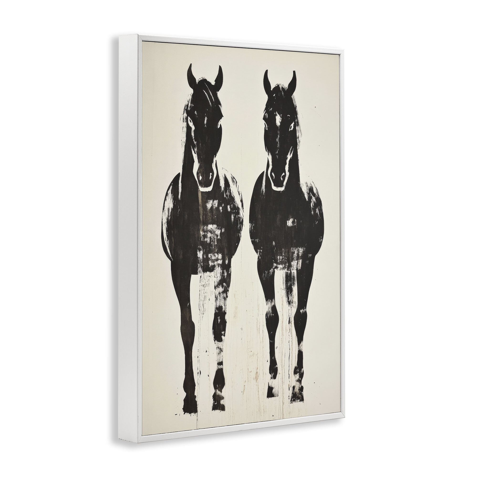 Stupell Industries Silhouetted Horse Couple White Framed Giclee Art, design by Petal Prints Design