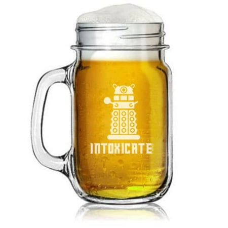 

16oz Mason Jar Glass Mug w/Handle Intoxicate Funny
