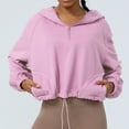 thumbnail image 7 of Wyongtao Hoodie Jackets for Women 1/2 Zip Crop Top Lightweight Stand Collar Sports Loose Yoga Sweatshirts,Pink S, 7 of 7