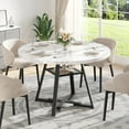 thumbnail image 6 of PAPROOS Round Dining Table, 43'' Faux Marble Dining Table with Storage Shelf, Circle Dining Table for Dining Room, Modern Kitchen Table for 4 People, White(Only Table), 6 of 8