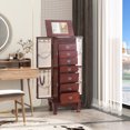 thumbnail image 4 of AVAWING Stand-up Jewelry Cabinet Armoire, Modern Jewelry Organizer for Adult, Reddish Brown, 4 of 7
