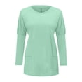 thumbnail image 3 of Women Autumn And Winter Casual Fashion Round Neck Long Sleeve Long T Shirt Top Pocket Puff Sleeve Print Top Dry Tech Shirts Women Exercise Shirts Women Athletic Wear Women Cute Tops for Women Summer 2, 3 of 3