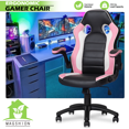 thumbnail image 3 of Magshion PU Leather Computer Gaming Office Chair, with Flip-Up Arms Working Desk Office Seat, Black/Pink, 3 of 12