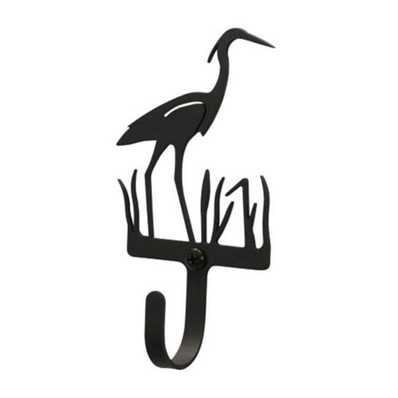Village Wrought Iron WH-133-S Heron Wall Hook Small - Black
