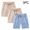 thumbnail image 4 of KAUOD 3 Pack Boys Girls Bermuda Shorts Kids Plain Wide Leg Elastic Waist Shorts Summer Beach Comfy Midi Short Pants, 4 of 4