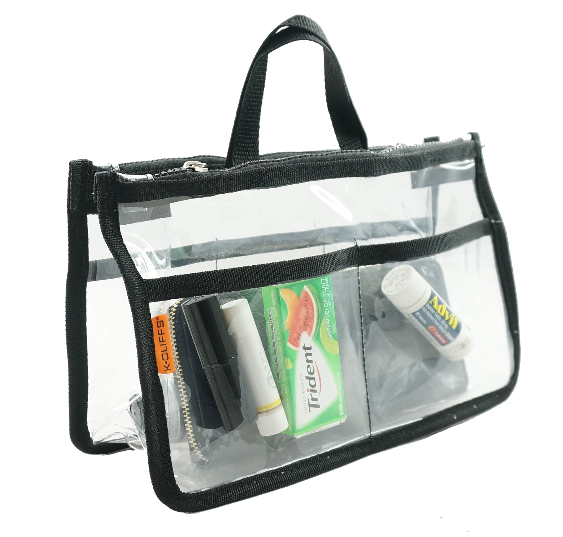 2 Pack Clear Handbag Organizer See Through Cosmetic Badget Insert Purse Organizer Transparent ...