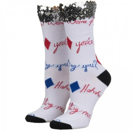

DC Comics Harley Quinn Sequin Cuff Crew Socks for Women