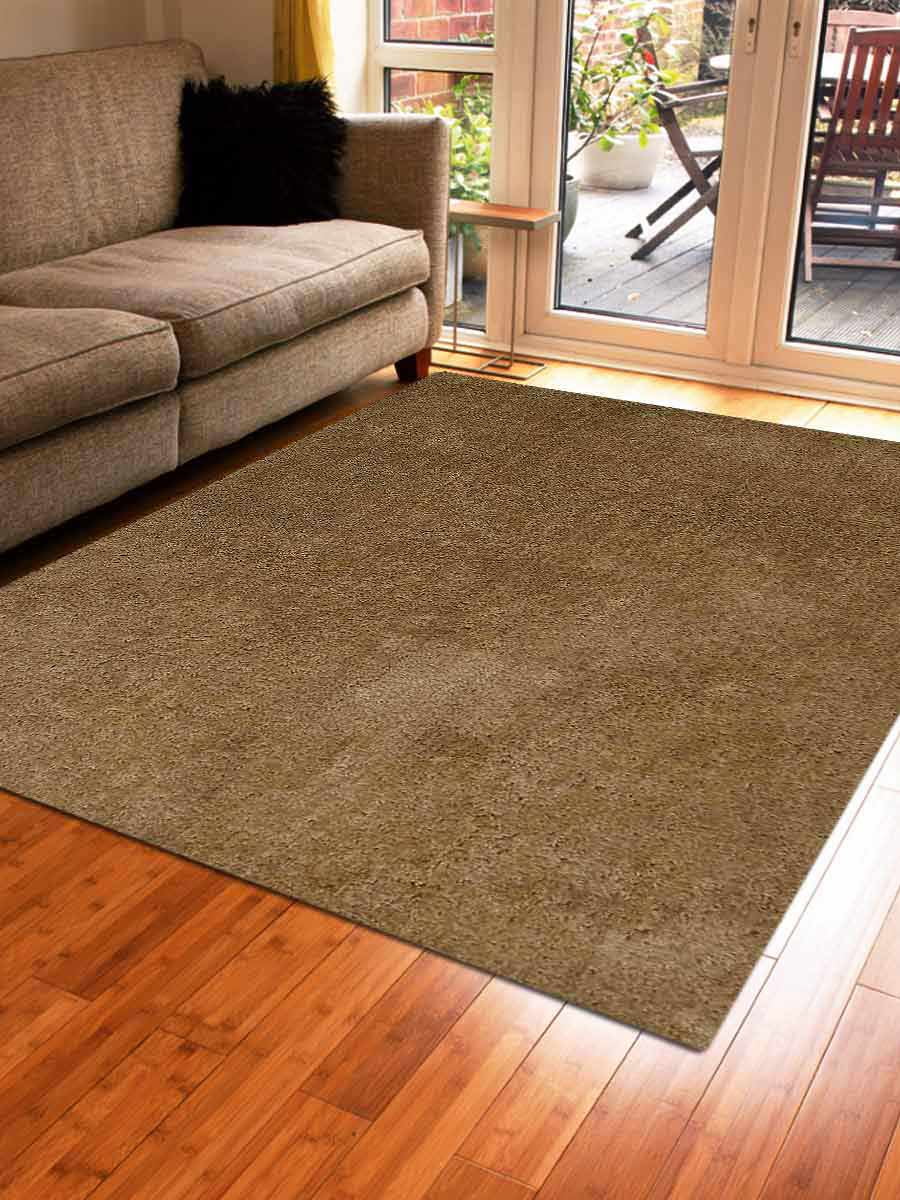 Rugsotic Carpets Hand Tufted Shag Polyester 10'x10' Square Area Rug Solid White Ivory K00111