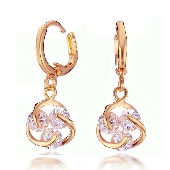 Gemini Women's Rose gold filled Swarovski Cubic Zirconia Huggie Earring for Ladies Birthday Gifts Gm065, Color Rose Gold