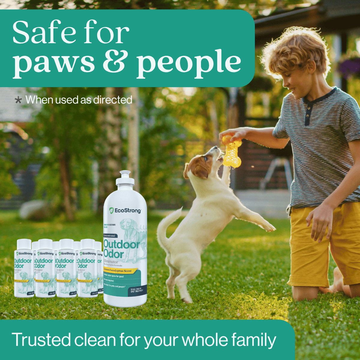 Outdoor Odor Eliminator: EcoStrong Dog and Cat Urine Enzyme Deodorizer (10 x 2oz Shots)