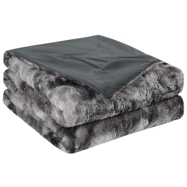 Suave Piel Sintética Manta - Reversible Teñido-anudado Lujoso Lanudo Manta para Sofa