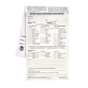 Pickup Truck/Van Vehicle Inspection Report 10-pk. - Book Format, 2-Ply Carbonless, 5.5" x 9.25", 31 Sets of Forms Per DVIR Book