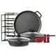 thumbnail image 1 of Juego de utensilios de cocina de hierro fundido Cuisinel - Kit de 9 piezas precuradas: Sartén de 25 cm y 30 cm + Tapas de vidrio + Bandeja para pizza + Organizador de bandejas + Fundas de silicona par, 1 of 5