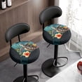 thumbnail image 3 of Renewold Sea Turtle Plumeria Teal Stool Covers Washable Stretch Round Bar Stool Covers Pub Counter Stool Chair Slipcovers for 12-14 Inch Cushion, 2 Pack, 3 of 6