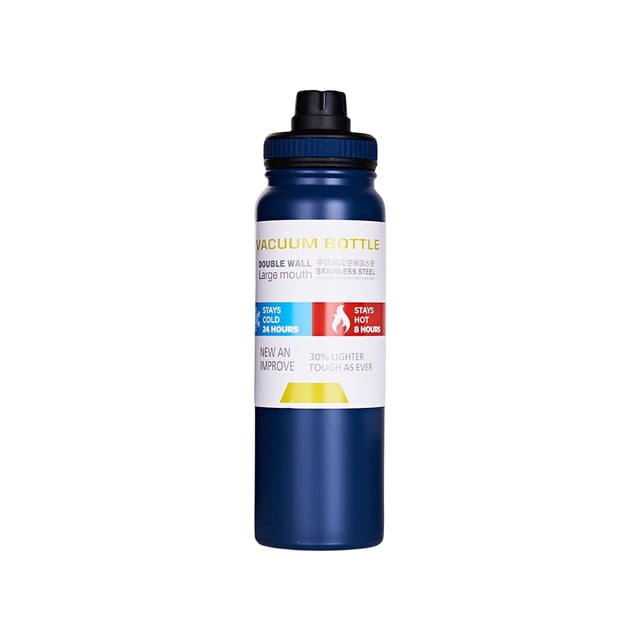 Bearachild Taza térmica con aislamiento al vacío, botella de agua de acero inoxidable, portátil, para el hogar, la escuela, la oficina, el gimnasio, Cocina y Comedor Azul 800ml Bearachild HA067366-06