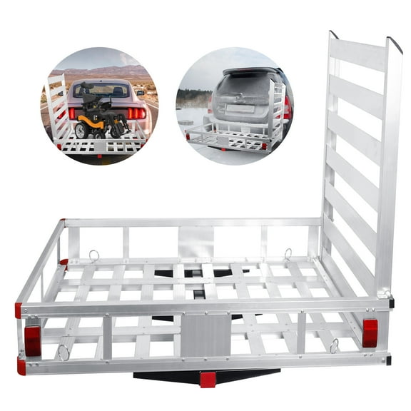 Anodized Hitch Cargo Carrier, Aluminum Luggage Carrier Rack, Mobility Scooter Carrier, 6 Reflectors for Pickups, Sedans, Camping