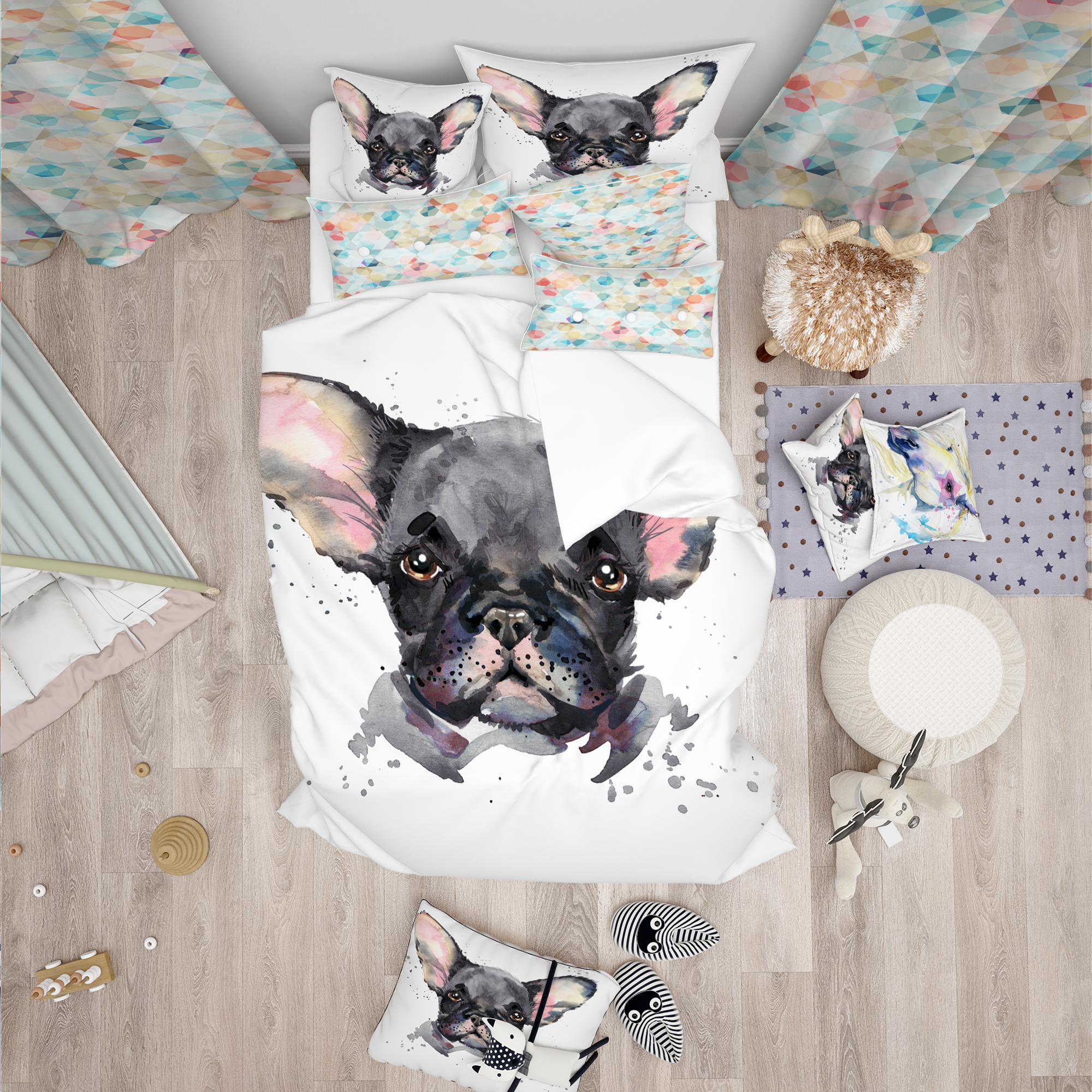 Designart 'Cute Watercolor Puppy Dog' Modern & Contemporary Duvet Cover Set
