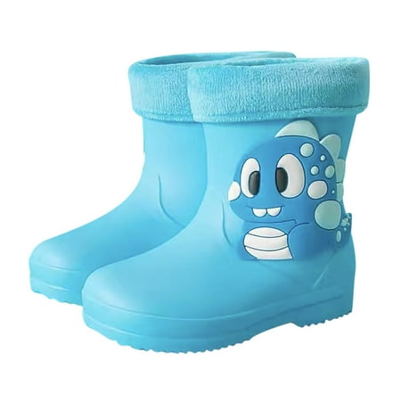 Classic Children Rainboots Pvc Sugar Boots Toddler Rubber with Fleece Children Boots Large Water Shoes Waterproof Rain Toddler Size 8 Rain Boots Kids Baby Cartoon Shoes