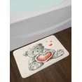 thumbnail image 2 of Doodle Bath Mat, Detailed Teddy Bear Drawing with Heart Instead of a Belly Mini Floating Hearts, Non-Slip Plush Mat Bathroom Kitchen Laundry Room Decor, 29.5 X 17.5 Inches, Red Black White, Ambesonne, 2 of 2