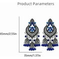 thumbnail image 4 of Boho Chandellier Jhumka Statement Dangle Earrings for Women Vintage Large Flower Ball Bead Tassel Drop Dangling Earring Indian Bollywood Jewelry Holiday Festival Christmas, 4 of 4
