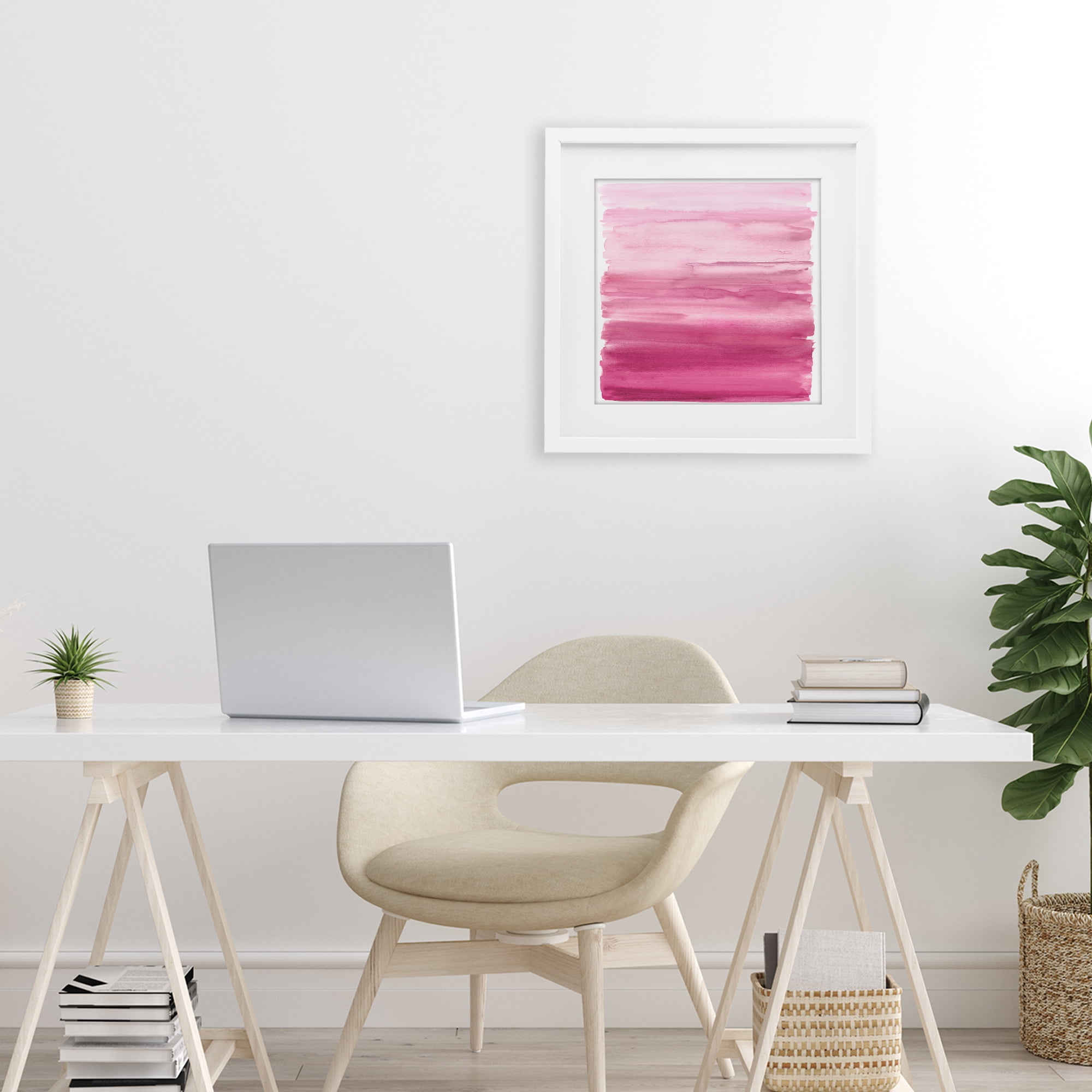Stupell Industries Gradient Pink Blush White Framed Print Under Glass, design by Allie Corbin