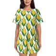thumbnail image 1 of Fotbe Corn Cob Conjunto de Pijama Estampado para Mujer, 2 Piezas, Ropa de Dormir con Camiseta de Manga Corta y Shorts Suaves-Small, 1 of 6