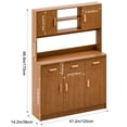 thumbnail image 6 of Wliqien Kitchen Pantry Storage Cabinet, Freestanding Hutch Cabinet with Buffet Cupboard, Utility Pantry with Microwave Stand, Household Wall Tall Sideboard with 3 Drawers, 5 Doors and Open Shelves, 6 of 7