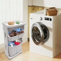 Modern White Laundry Baskets, Portable Laundry Baskets, Laundry Hampers 3-tier Rolling Storage Cart 17*11.4*31in