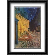 The Cafe Terrace on the Place du Forum, Arles, at Night, c.1888 2x Matted 28x40 Large Black Ornate Framed Art Print by Vincent Van Gogh