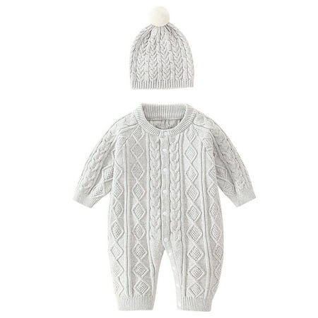 

JDEFEG Dress Jacket for Boys Baby Knitted Romper Cotton Long Sleeve Boy Girl Sweater Clothes Baby Splice Jumpsuit Hat Outfits Set Sweaters Boys Cotton Grey 59