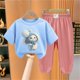 thumbnail image 2 of Odeerbi 2-12 Años Niño Niña Conjunto de Verano Camiseta de Manga Corta de Algodón Ice Silk Pantalón de Chándal Conjunto de Dos Piezas de Ropa Interior Estampada, 2 of 4