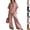 08# Pink, variant on Women's 2 Piece Cotton Linen Set, V-Neck Short Sleeve Button Top & Drawstring Wide Leg Pants, Casual Summer Loungewear Outfit with Pockets, Loose Fit,Black,L