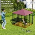 thumbnail image 4 of PawHut Outdoor Dog Kennel, Welded Wire Dog Run with 360° Rotating & 4 Levels Adjustable Bowls, Waterproof & UV Resistant Cover, 4.6' x 4.6' x 5', 4 of 10