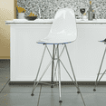 thumbnail image 4 of LeisureMod Cresco Modern Acrylic Barstool with Chrome Base and Footrest for Kitchen and Dining Room (White/Blue), 4 of 9