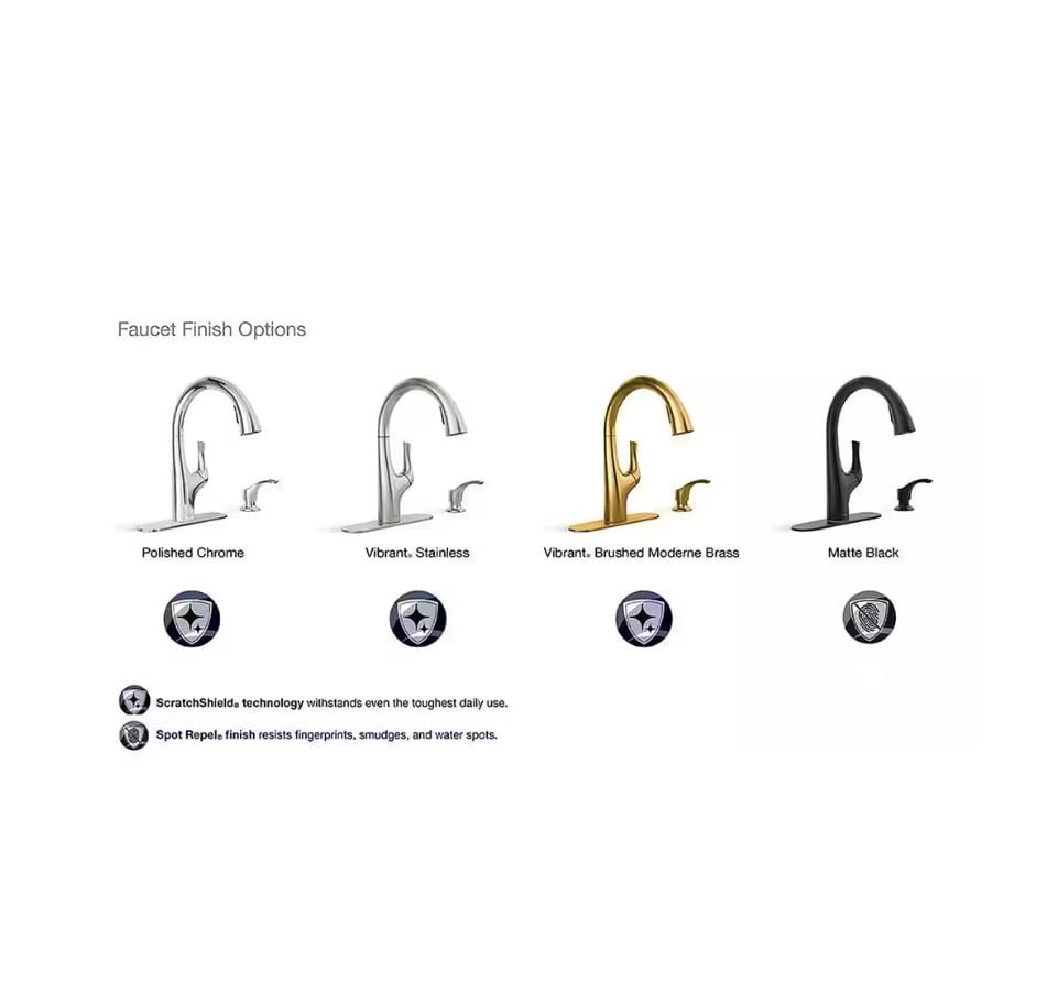 KOHLER Avi Single-Handle Pull Out Sprayer Kitchen Faucet in Vibrant Brushed Moderne Brass