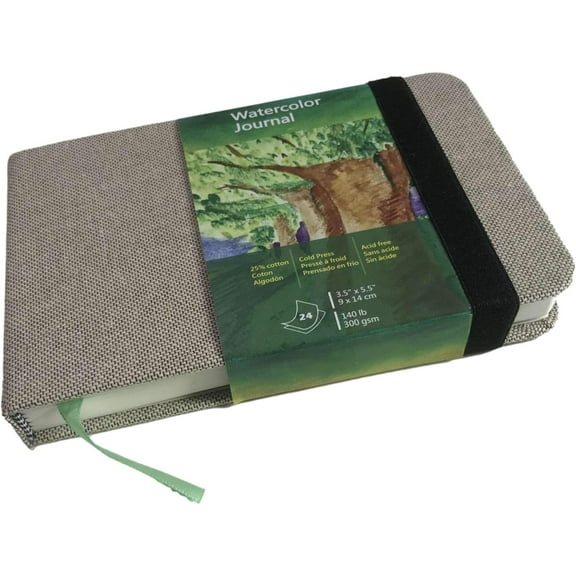 Watercolor Sketchbook 3.5x5.5 Inch 140 LB Cotton Paper, 300 GSM Cold Press Art Journal for Travel, Mixed Media, Ink Pen, Acrylics, 24 Sheets 48 Pages, Gray