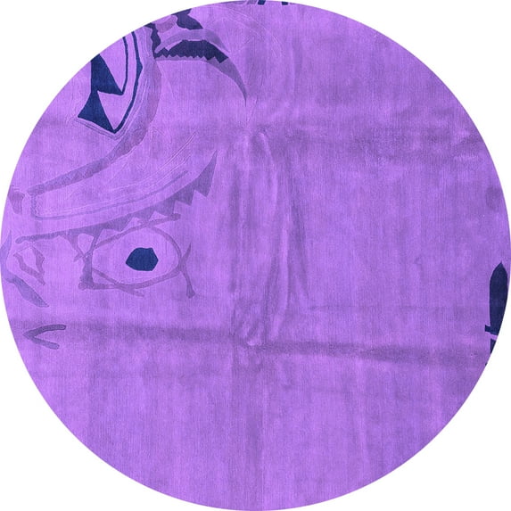 Ahgly Company Indoor Round Abstract Purple Modern Area Rugs, 5' Round