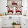 thumbnail image 3 of Valentine's Day Red Truck Curtain Tier and Valance Set 3 Piece, Rose Balloon on Newspaper 3-inch Rod Pocket Window Tier Curtains Valance for Kitchen Living Room, 3 of 9