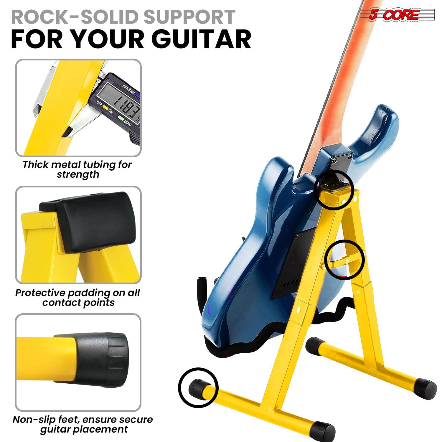 Guitar Stand 2PC A Frame w Soft Foam Arm Non Slip Rubber for Acoustic Electric Bass