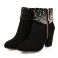 thumbnail image 3 of NECHOLOGY Botas Mujer Adulto Femenino Zapatos Botines para mujer Botas zapatos cómodos de los pies Casual Bombas mujeres Round Zipper Heels botas de mujeres (Black, 6.5-7), 3 of 6